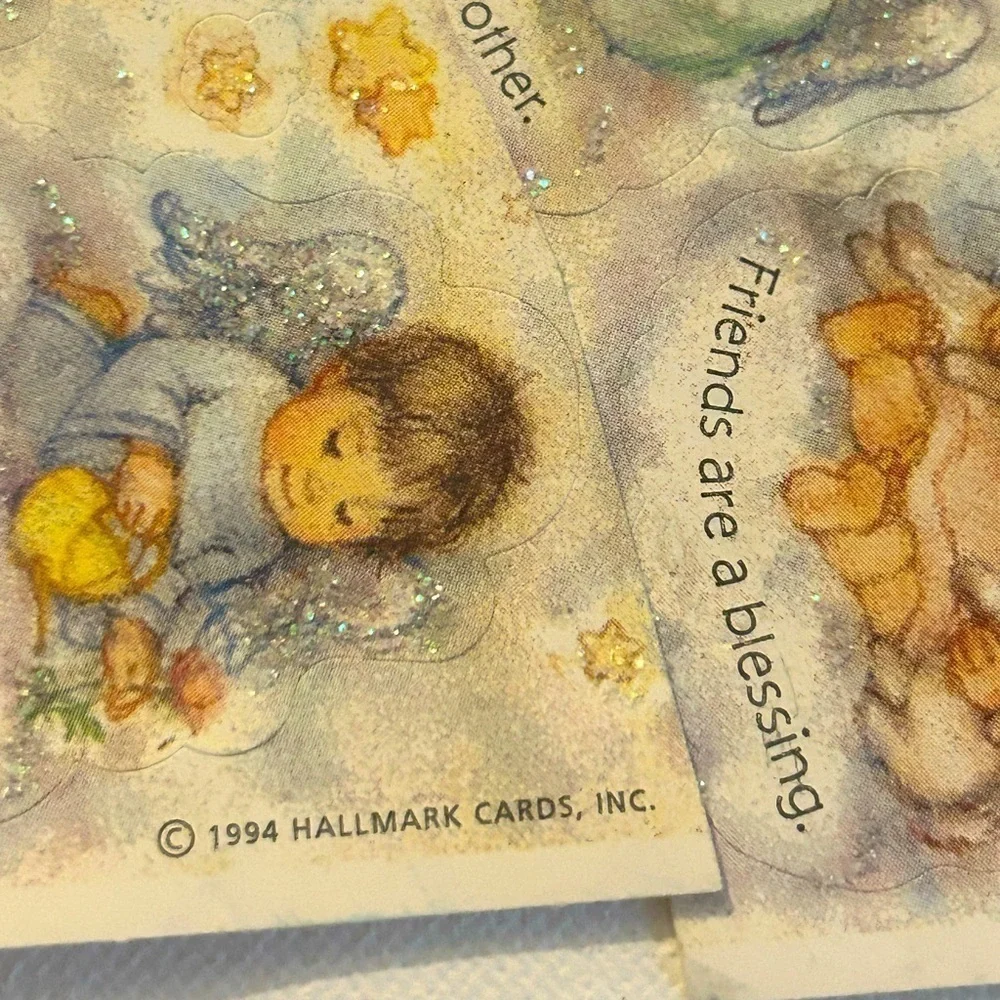 Vintage Judy Gibson Cherubs Bookmark & 1994 Cherub Stickers Collectible Set of 2